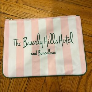 NWOT!!! Stoney Clover Lane x Beverly Hills Hotel Pink and White Striped Pouch